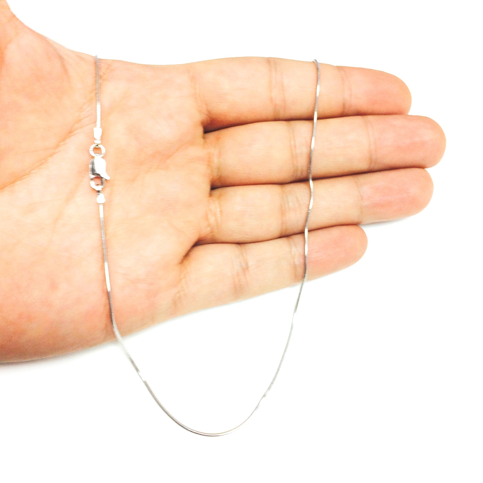 Sterling Silver Rhodium Plated Round Snake Chain Necklace, 0.9mm, 16″
