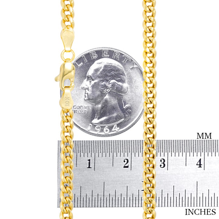 10K Yellow Gold 4mm Real Miami Cuban Link Chain Mens Bracelet Italian Made 9″