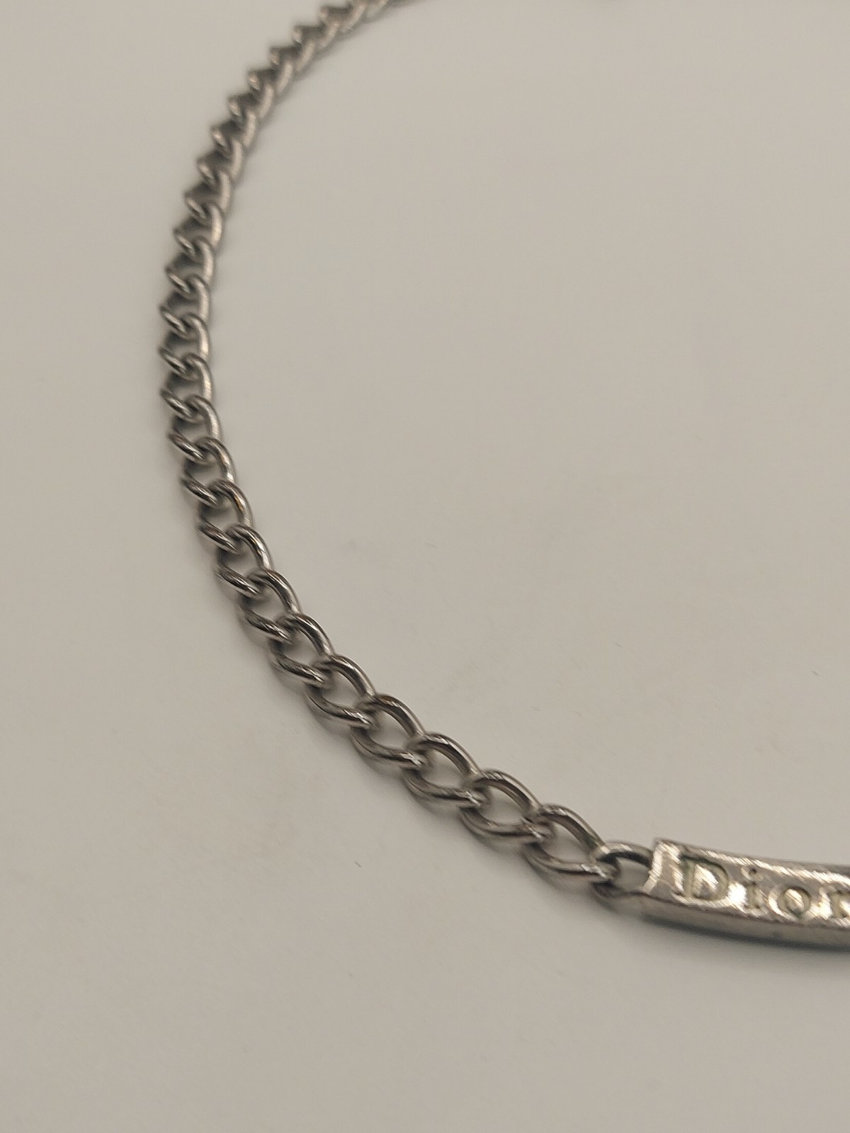 Authentic Christian Dior CD Logo Chain Necklace Silver Tone 15-17” Adjustable