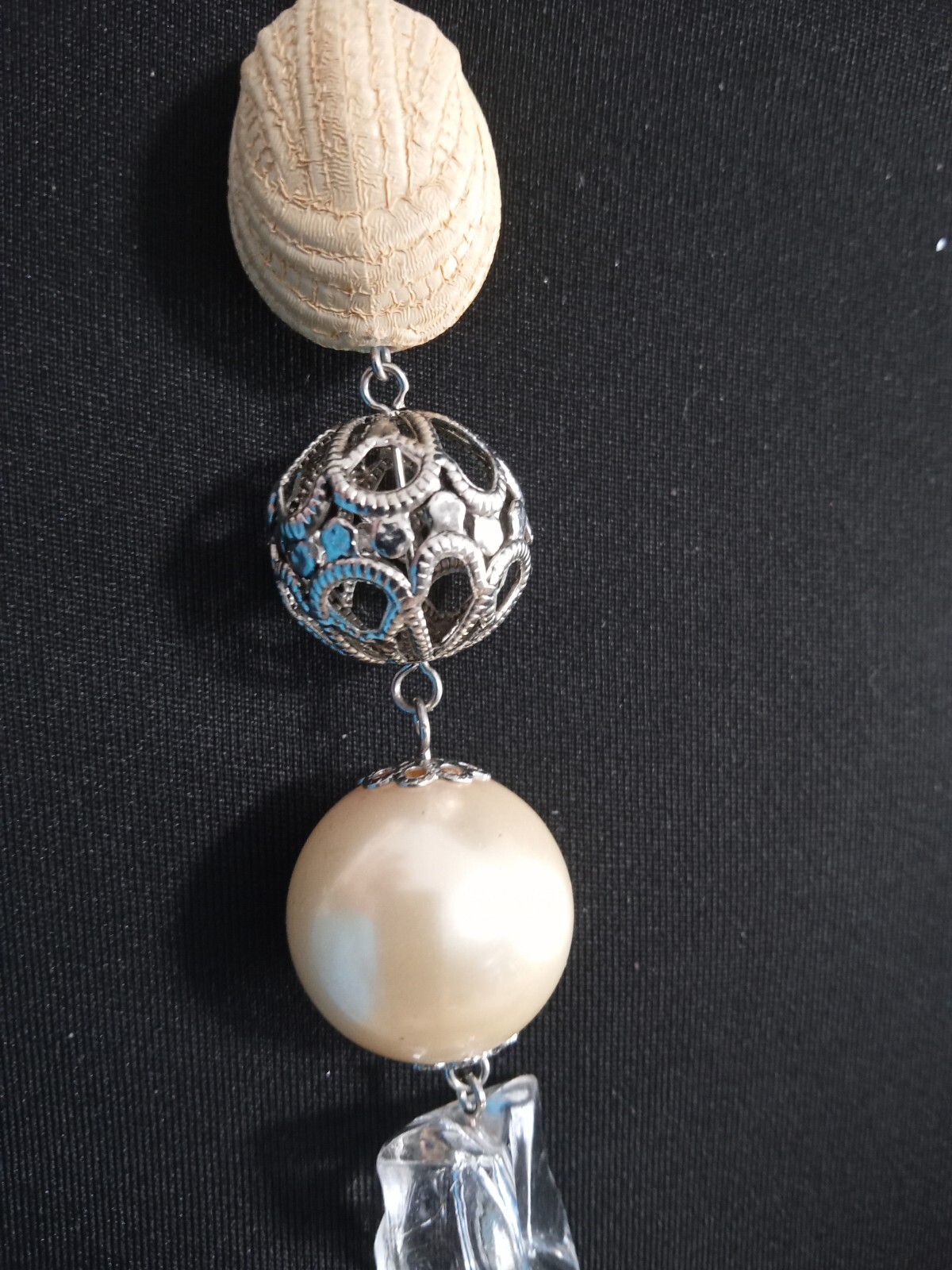 🌸 Vintage Silver Tone Ivory Earth Tones 42” Beaded Long Necklace 🌸 #48