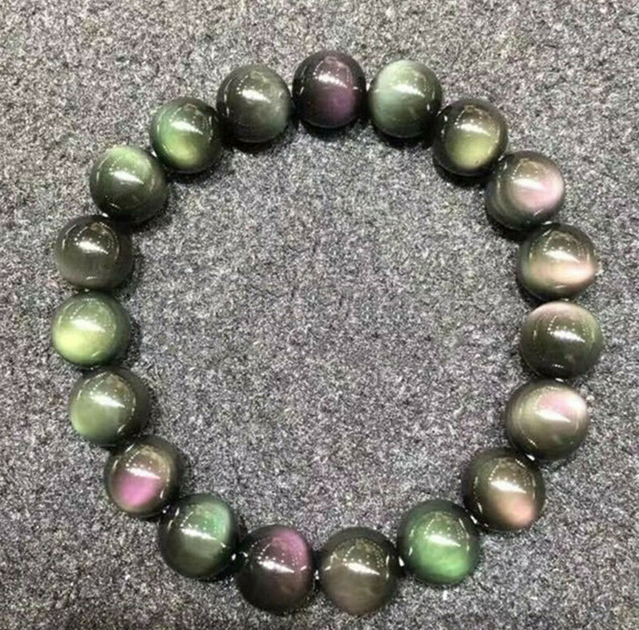 Natural 8/10/12mm Rainbow Obsidian gemstone Bead Necklace Bracelet 18/7.5″