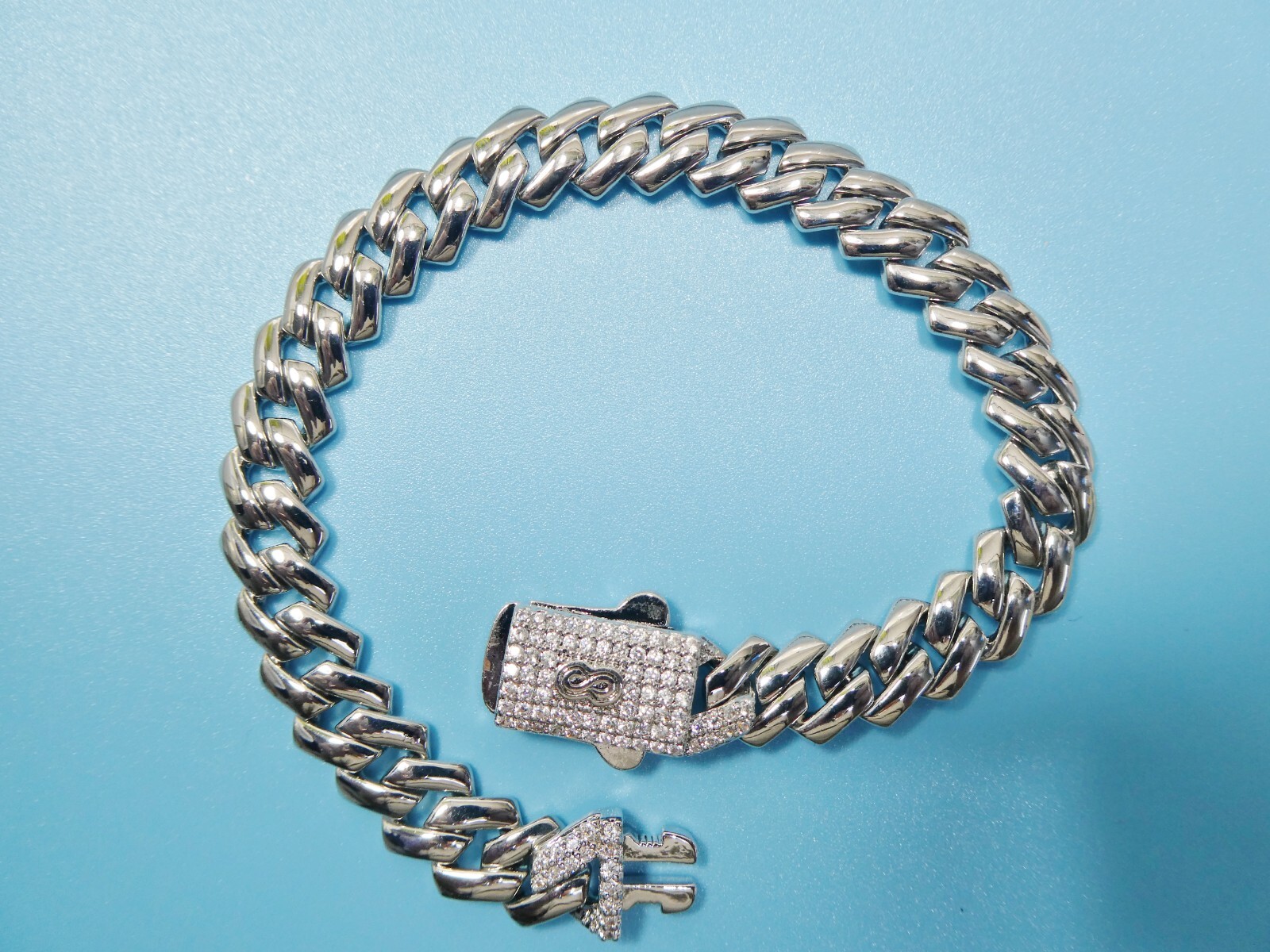 9MM 14K COLOR WHITE GOLD BRASS RHODIUM PLATED MONACO BRACELET/NECKLACE