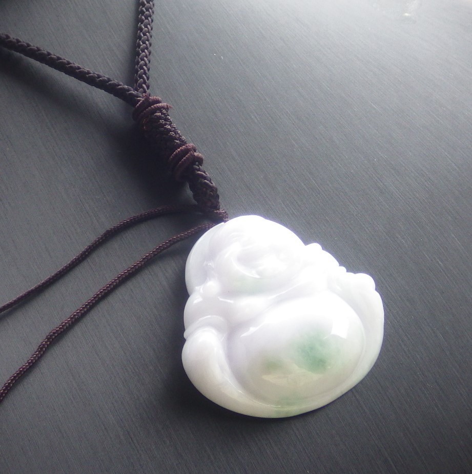 Video Certified Green Natural A Jade jadeite Pendant Buddha God 开心佛 133439