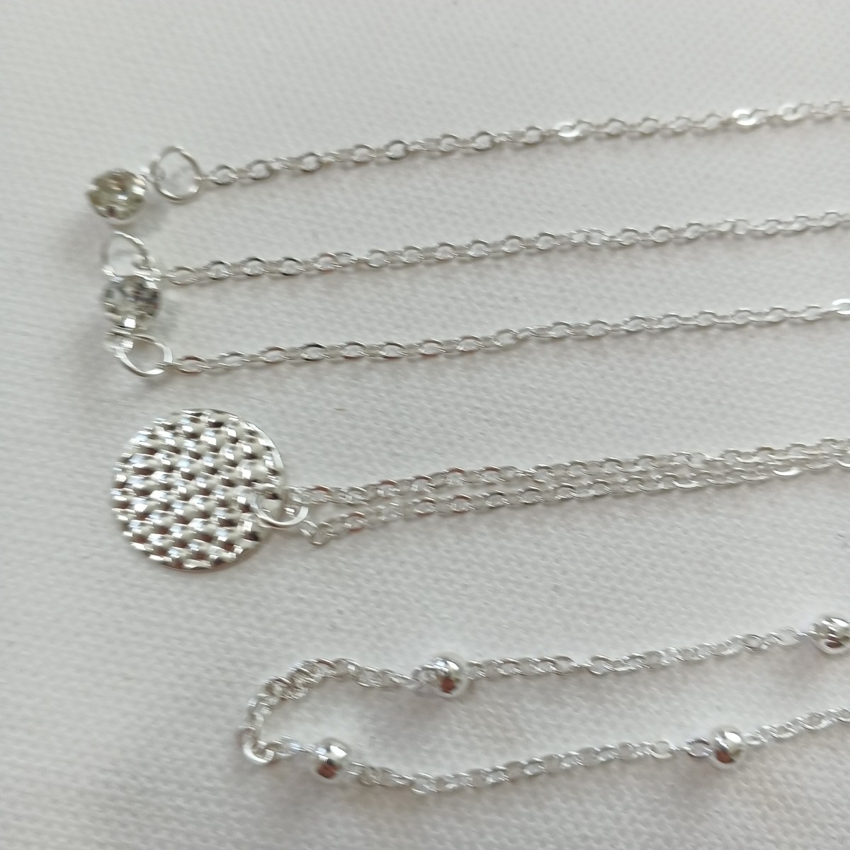 4pcs Stacked Women Necklace Brass Plated Silver One Size