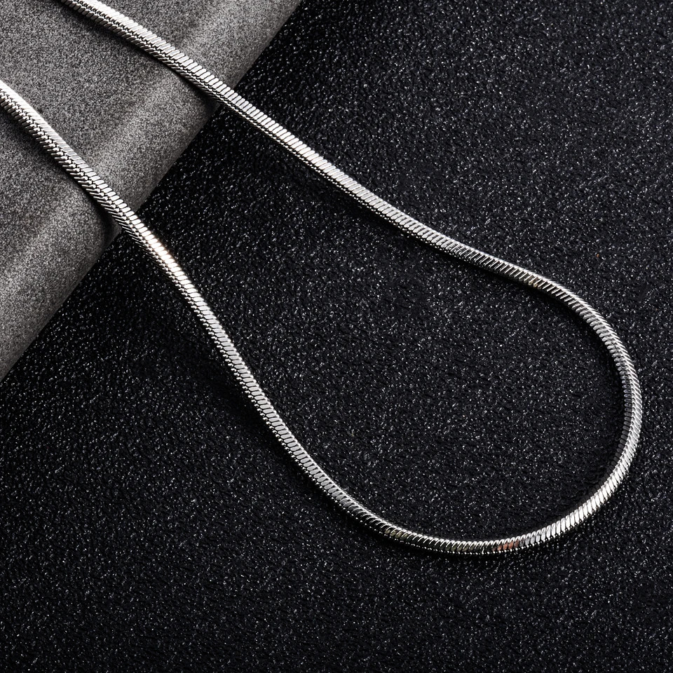 Square Snake Chain Necklace Stainless Steel Silver Color Men Smooth Jewelry