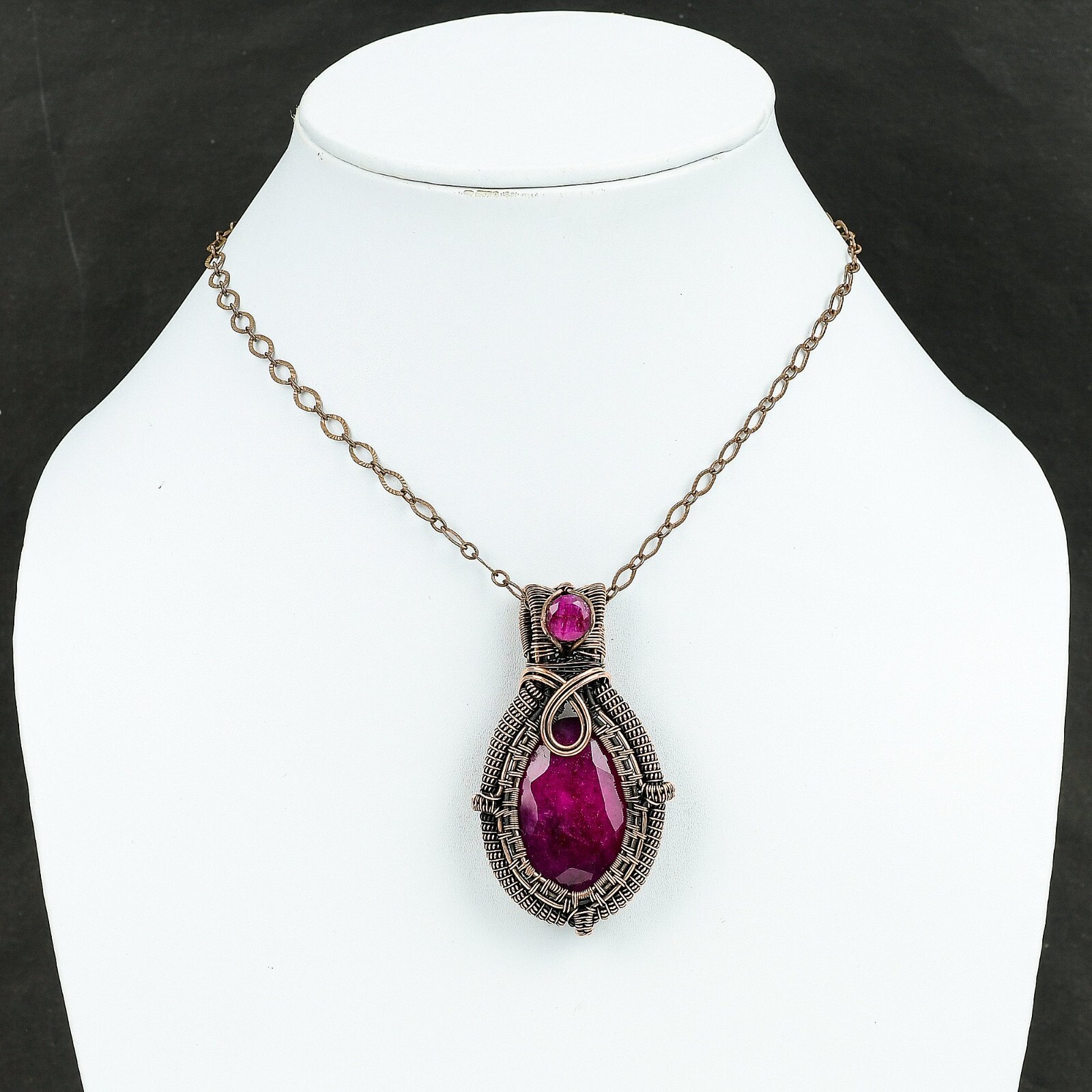 Wire Wrapped Pendant Handcrafted Copper Designer Jewelry 2.56″
