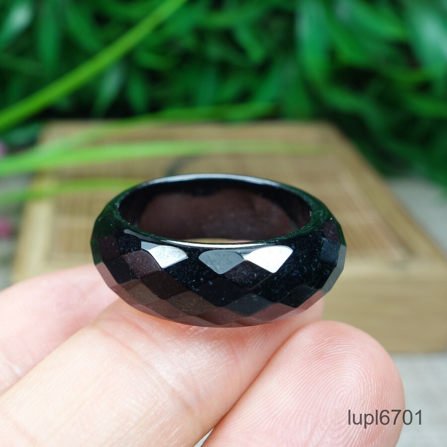 Certified Black green Burma 100% Natural A Jadeite Jade Ring 墨翠 戒指 指环 USA.9.3#