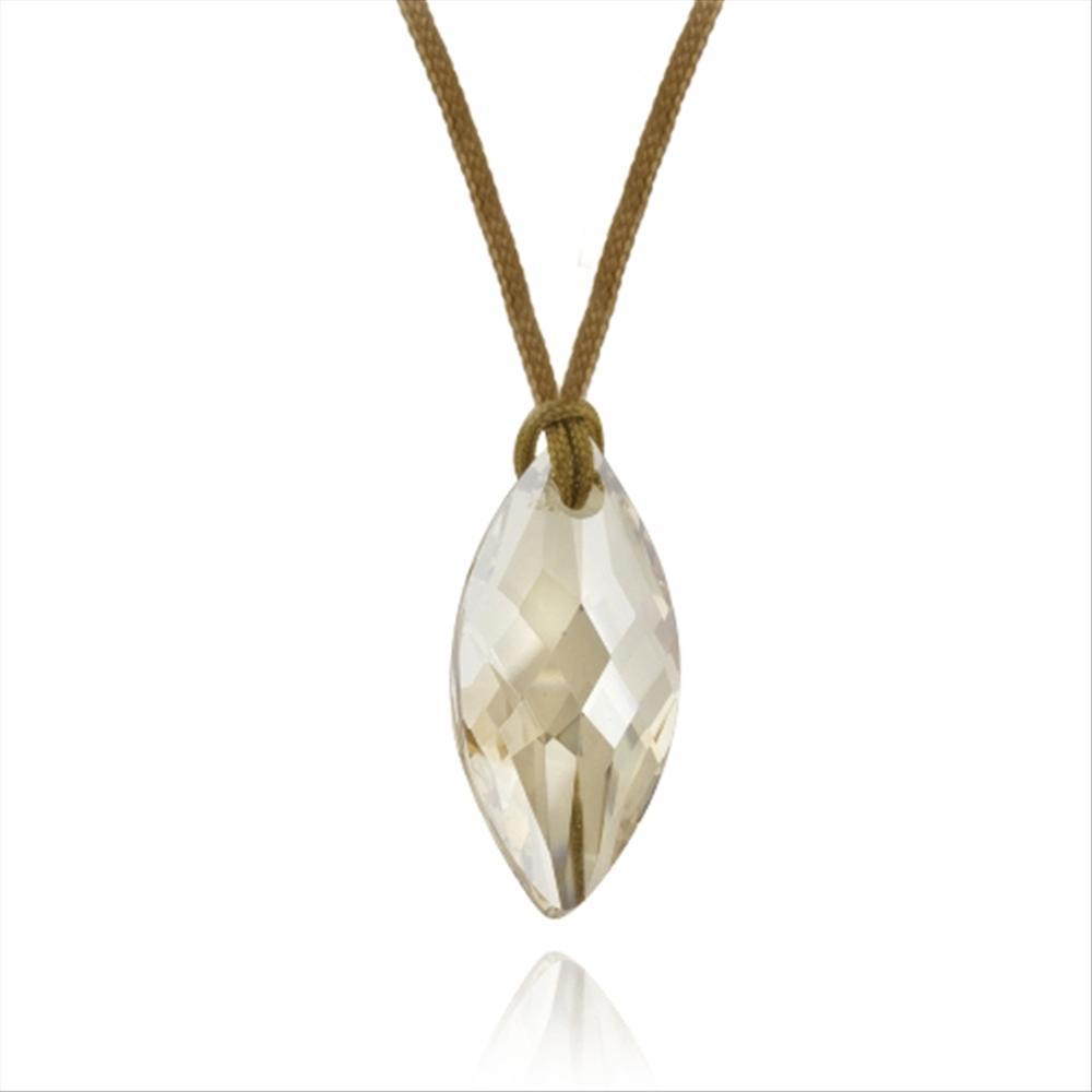 Golden Shadow European Crystals Marquise Shape Necklace, 18″ Cord Chain