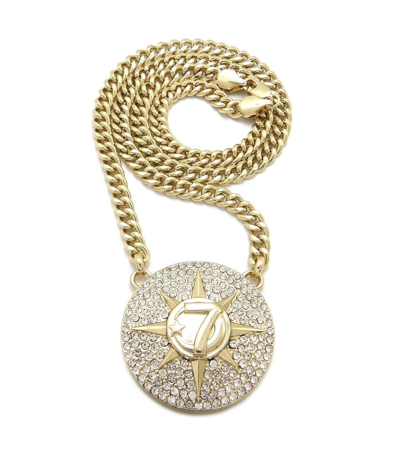 Iced 5Percenter 7Star Pendant 6mm/18″,20″,24″,30″ Cuban Chain Necklace RC4012