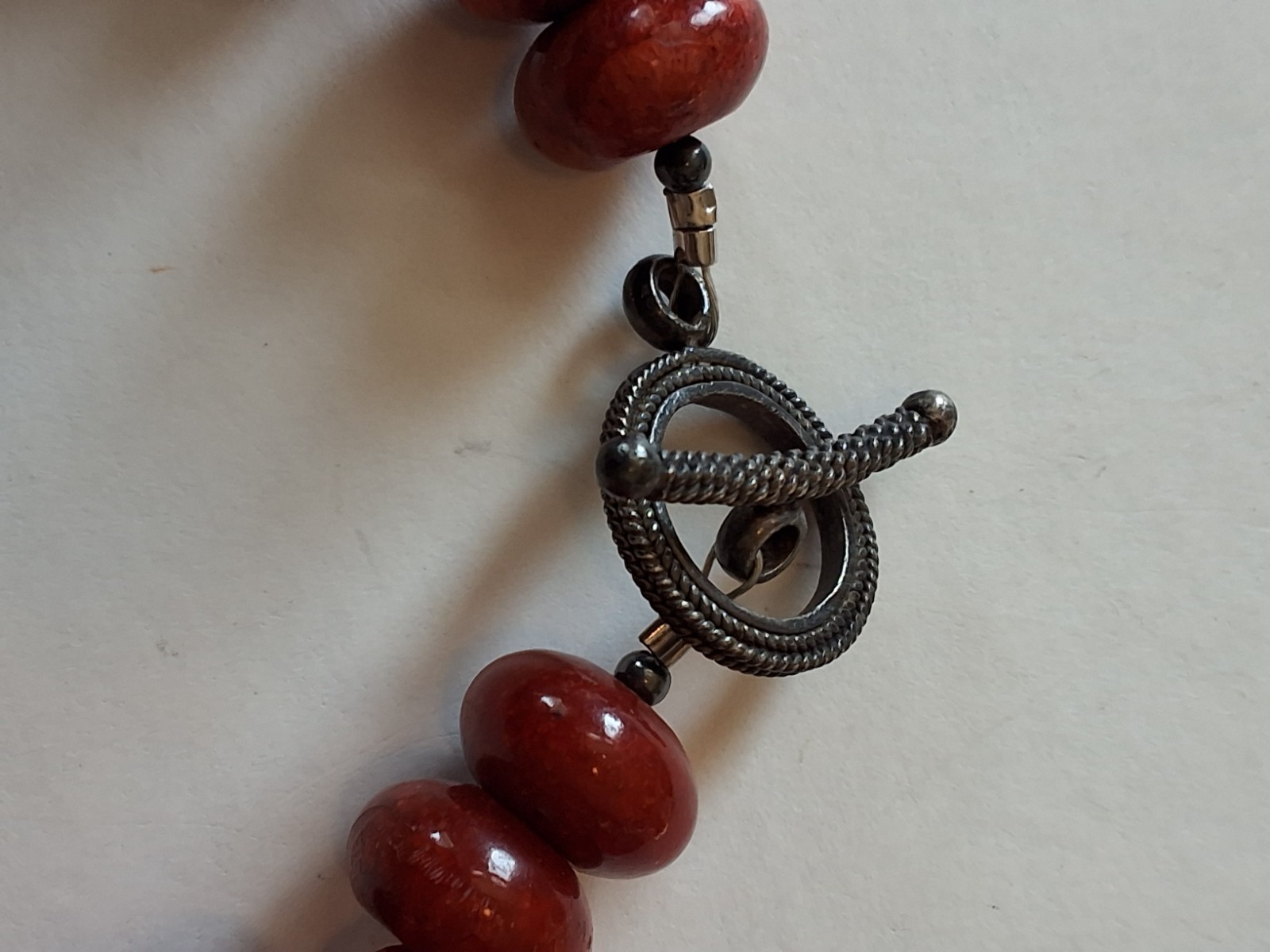 Vintage Dyed Red Coral Statement Stick Necklace, Plastic Bangle Bracelet.