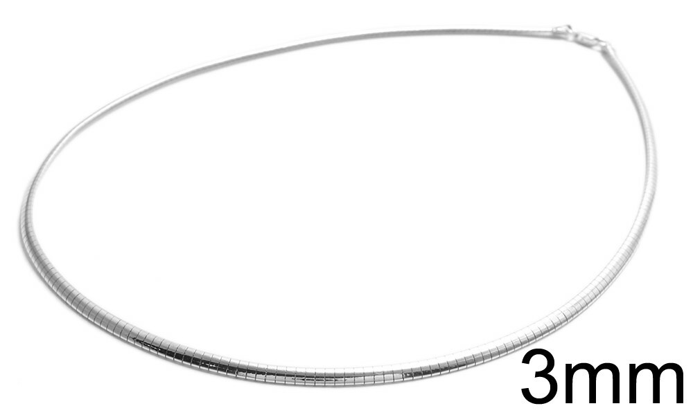 925 Sterling Silver Elegant Omega Chain Necklace – All Widths and Lengths