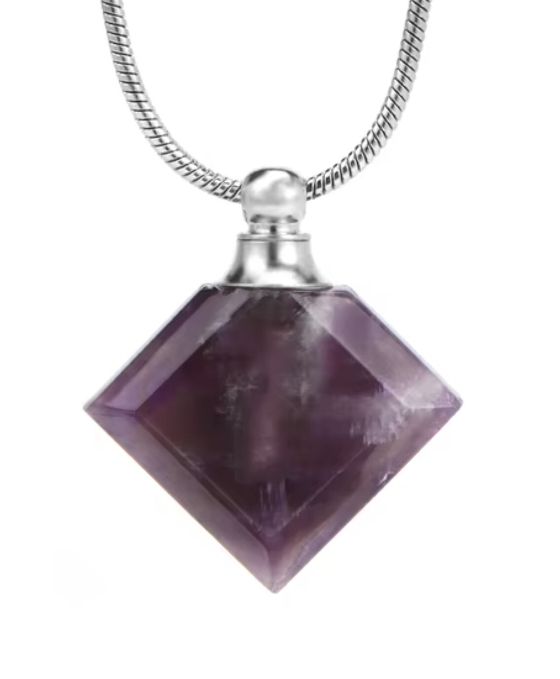 Rhombus gemstone perfume bottle pendant with 45 cm plus 5cm extender chain