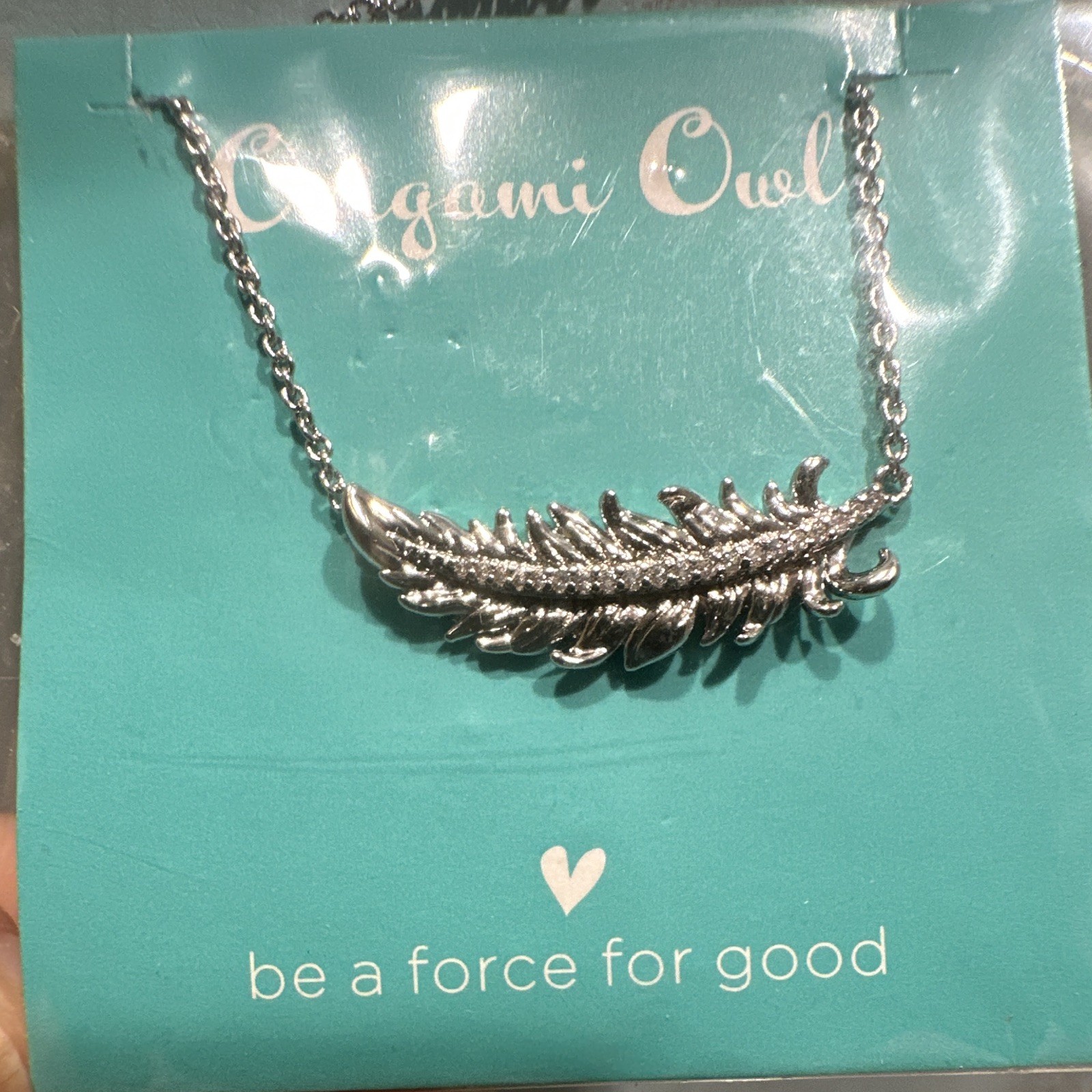 Origami Owl Silver “Let It Go” Feather Empowerment Necklace NEW