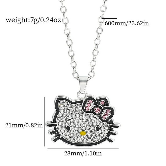 Hello Kitty Bling Pendant Necklace With Chain New