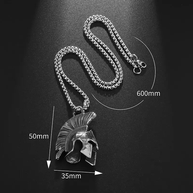 Men’s Fashion Jewelry Silver Ancient Greek Spartan Helmet Pendant Necklace 597