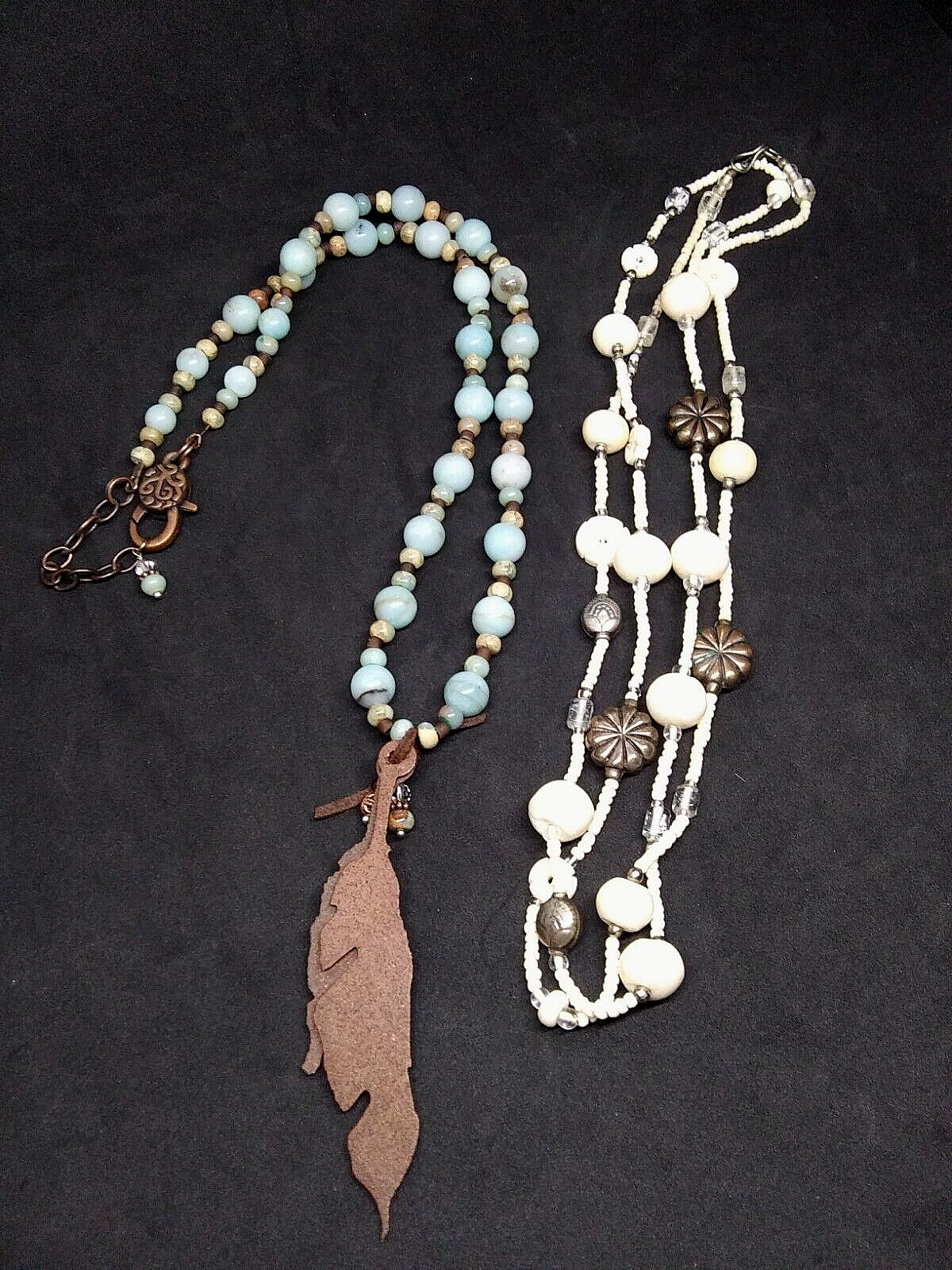 (2) Multicolored Boho Western Beaded Necklaces Colorful Costume Jewelry