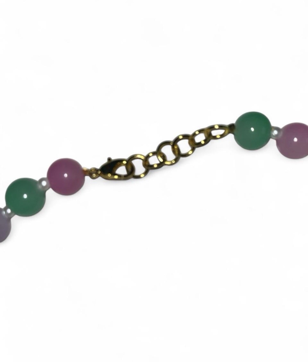 Multicolor Beaded Necklace Round Beads Cable Chain Lobster Clasp Adjustable