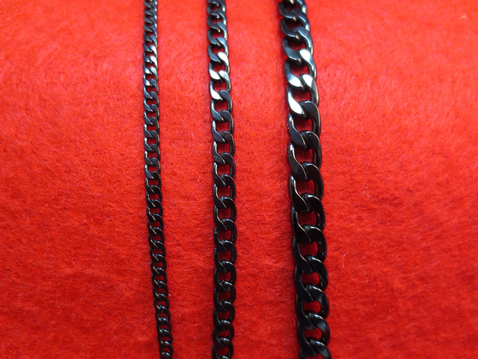 16″-50″ 3/5/7MM STAINLESS STEEL BLACK PLATED CUBAN CURB LINK CHAIN NECKLACE-BLK