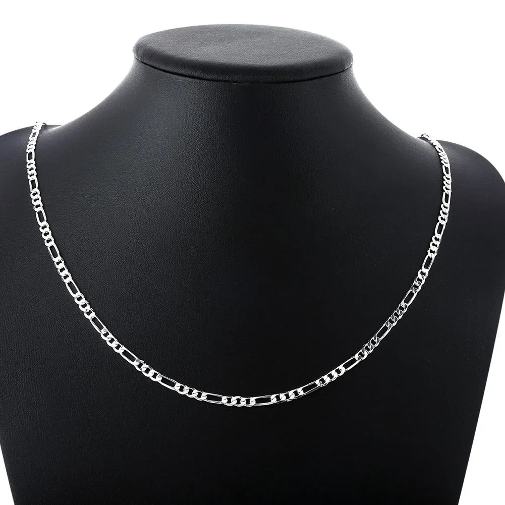 Figaro 40-75cm 925 Silver 4mm Chain Necklace for Women, Men