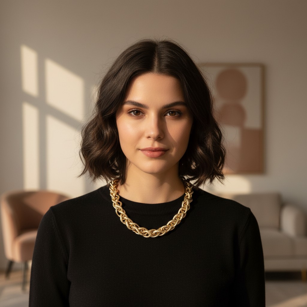 Women Fashion Jewelry Necklace Gold Metal Chain Double Braided Links Modern Look