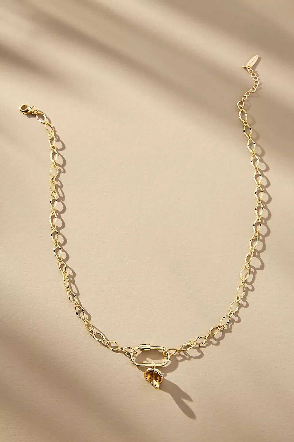 anthropologie logan tay small mushroom charm necklace new 18 carat gold filled