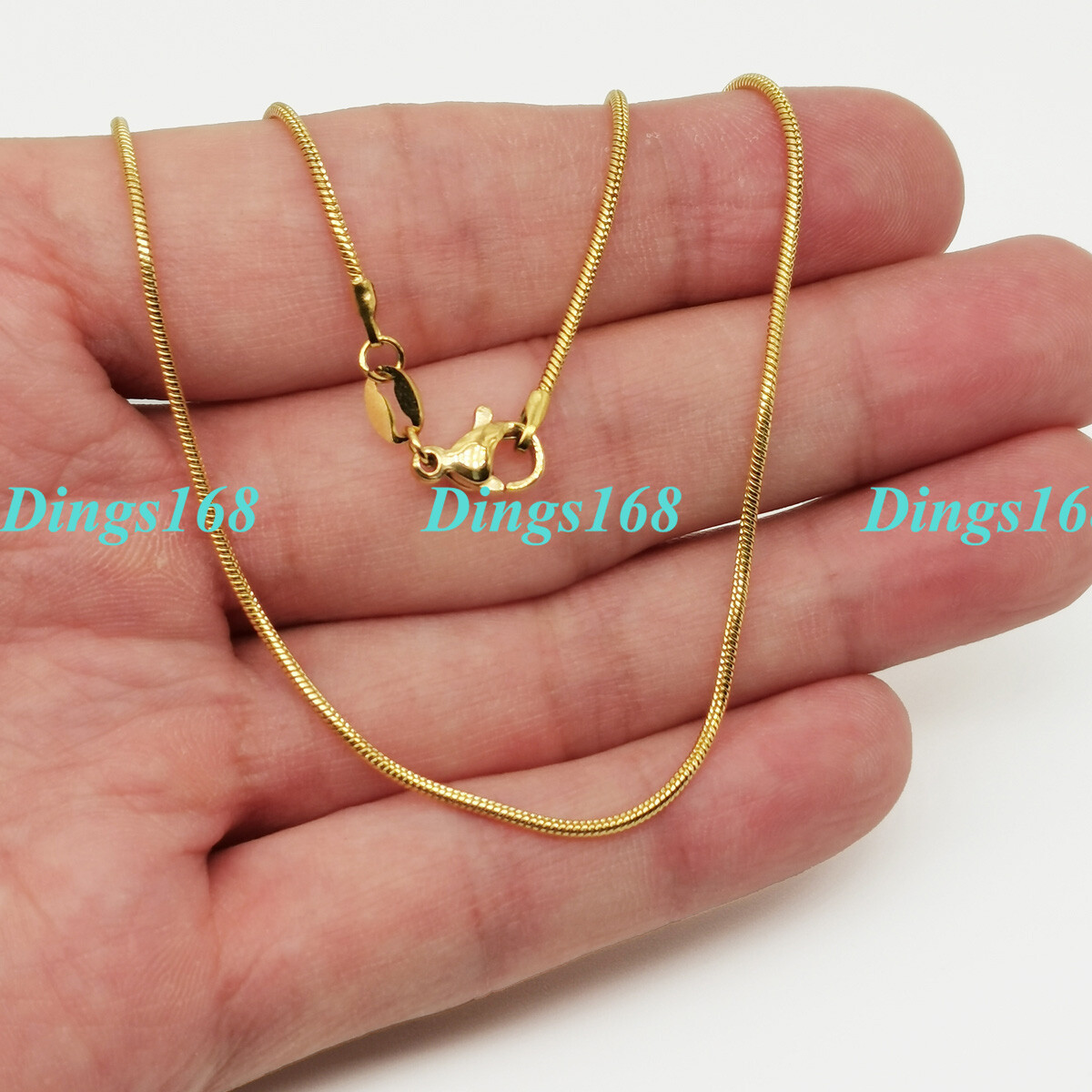 Genuine 18K Yellow Gold Filled Italian 2mm Wide Snake Chain Necklace 16″ – 38″