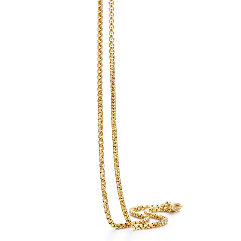 2mm 16″-30″ Box Link Gold Plated Stainless Steel Chain Necklace Men Women Unisex