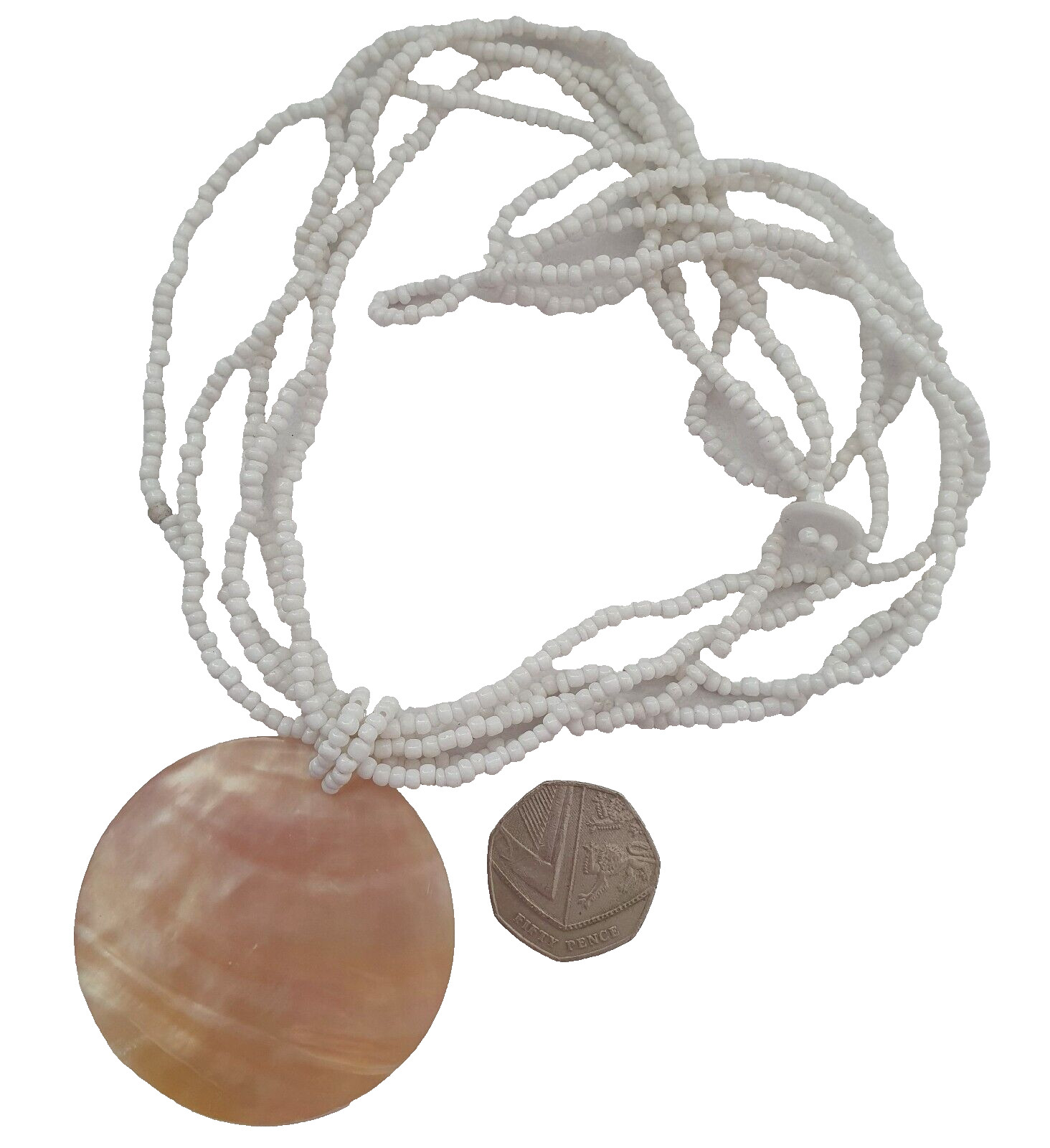 Artisan Mother of Pearl MOP Shell Seed Bead None Metal necklace