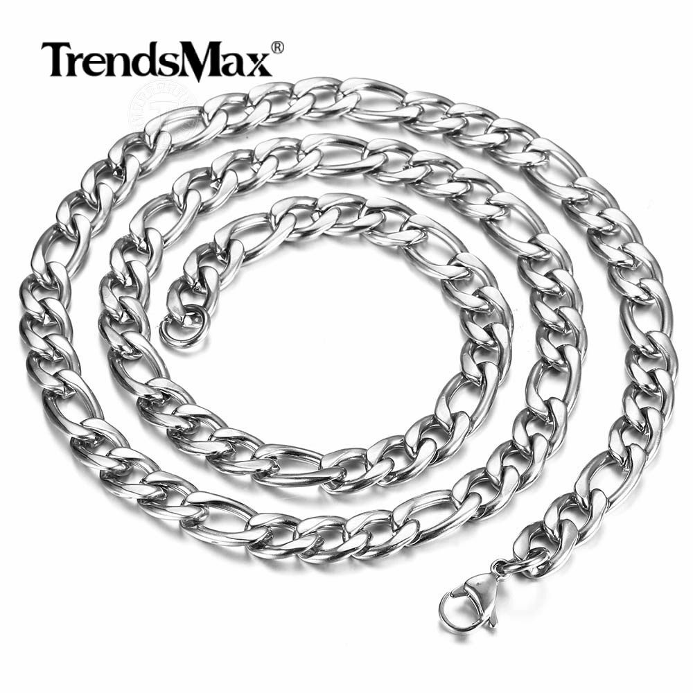 3/5/7/9mm 16-24″ Gold Plated Stainless Steel Figaro Link Necklace Chain 2 Colors