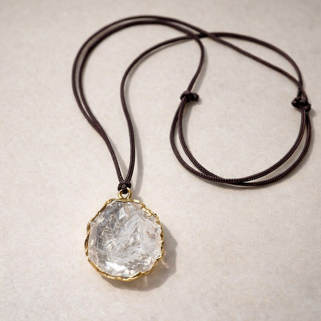 Ice Cube Style Irregular Transparent Stone Pendant Necklace Adjustable Unisex