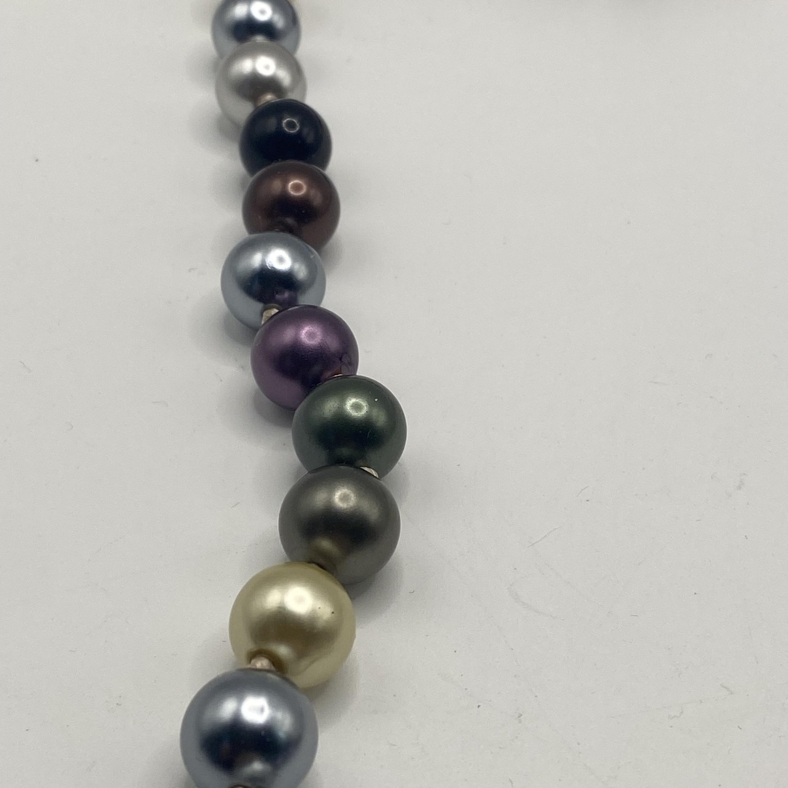 Multicolor Faux Pearl Beaded Womens Necklace Silver Tone Lobster Clasp 24 In