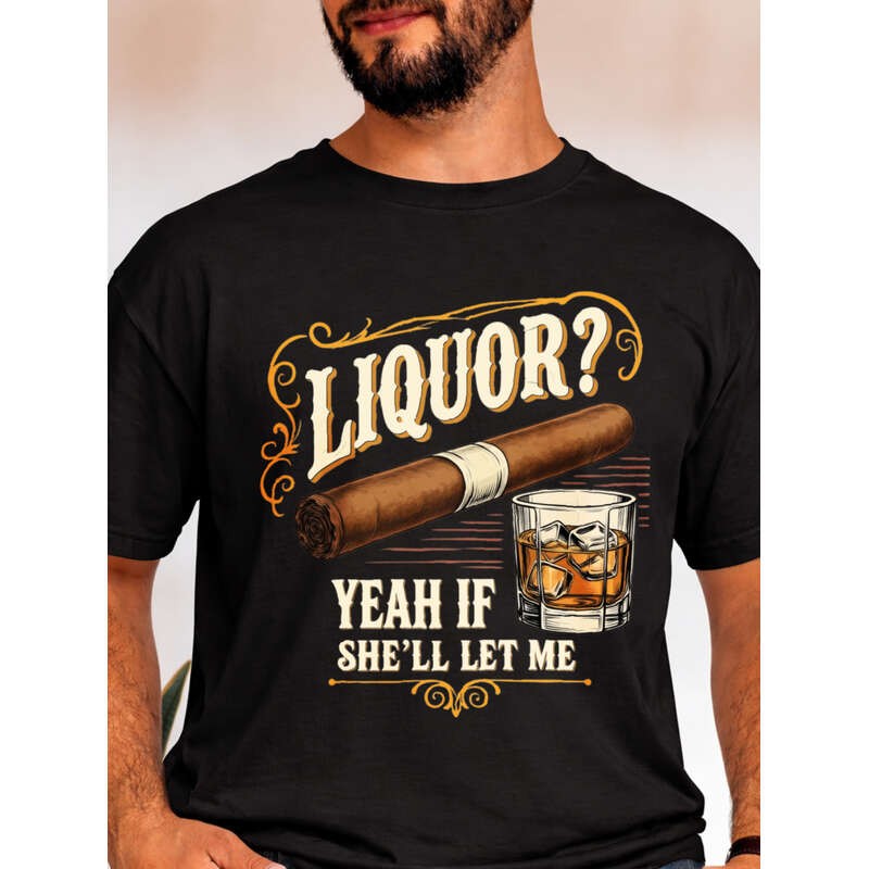 Casual, Women’s T-Shirt, Liquor And Cigar Graphic, Everyday Wear, Gift For Her