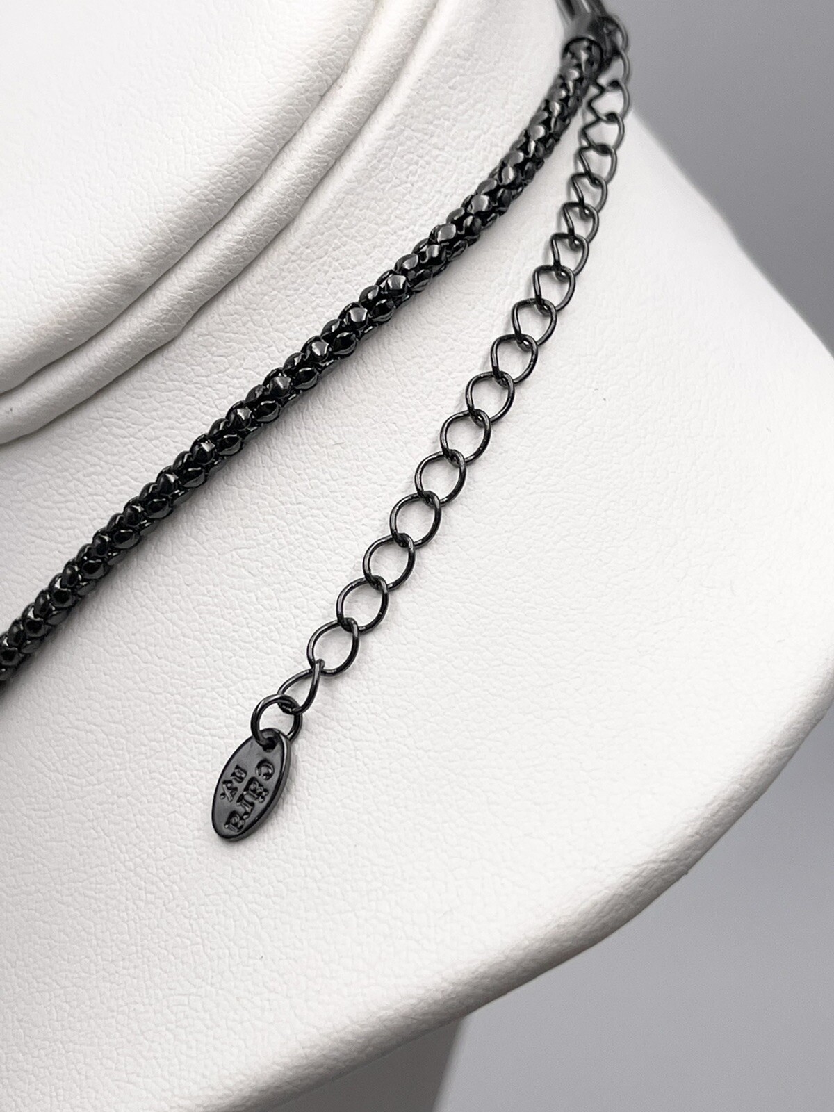 Necklace Cara NY Fashion Chain Tassels Glass Gunmetal Color 24” Chain