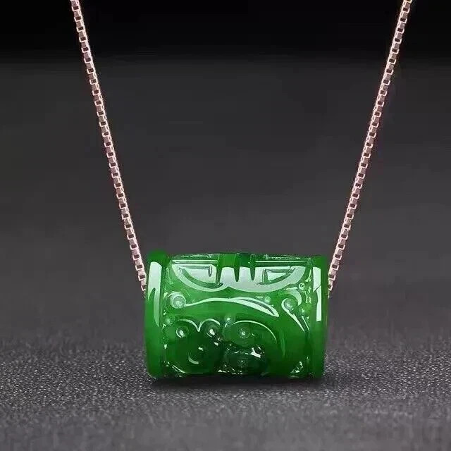 Natural Ice Green Jade jadeite Beads Lucky Amulet Pendant&Necklace jewelry 转运珠