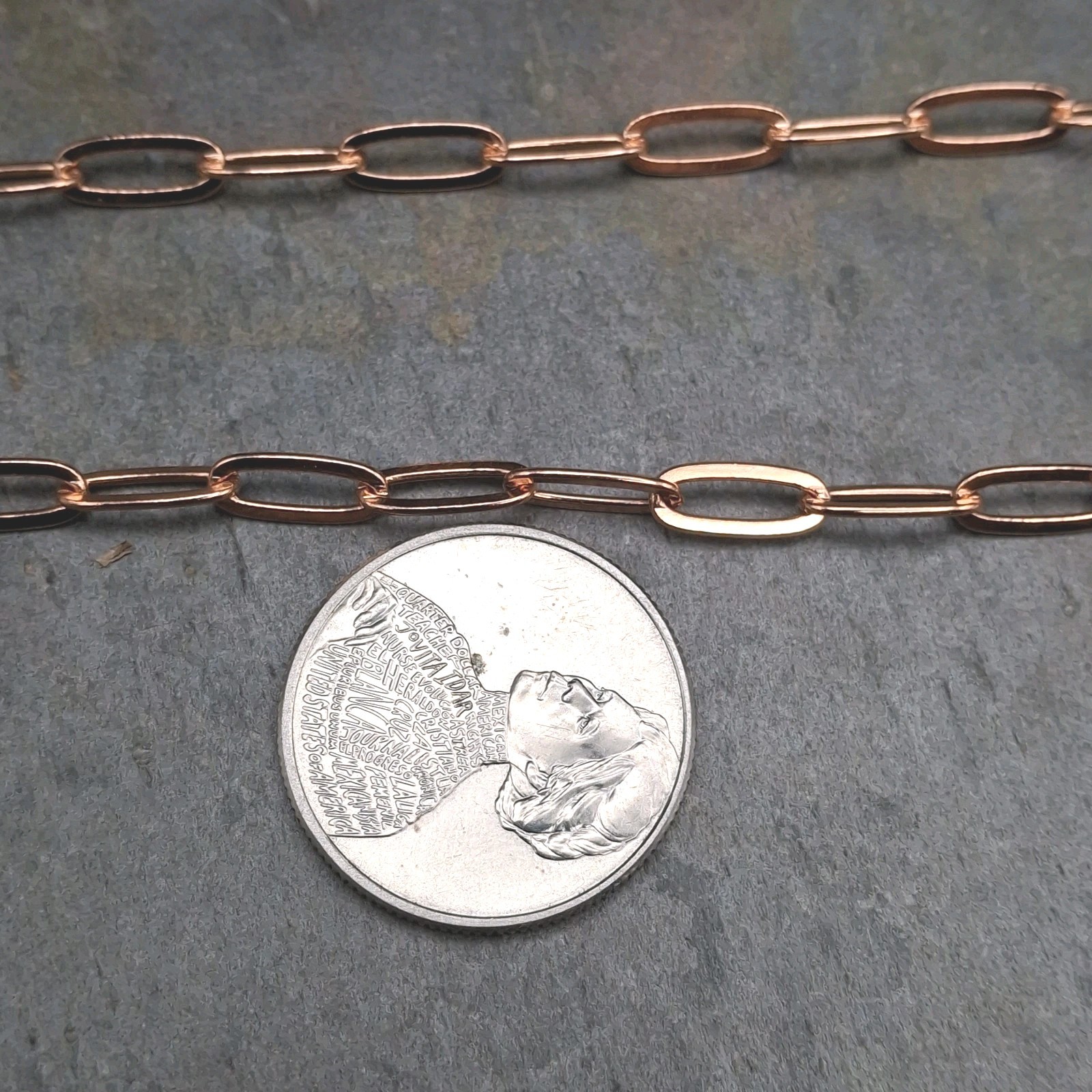 Solid Copper Paperclip Link Necklace 14-23 inch Adjustable Modern Statement
