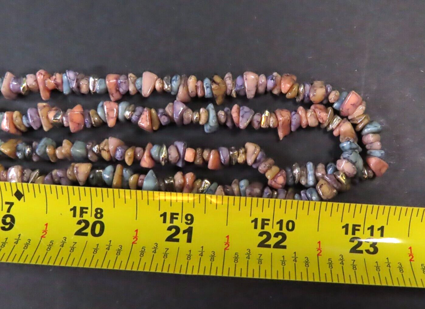 Set of (2) Semiprecious Stone Chip Multicolored Beaded 44″ Necklaces
