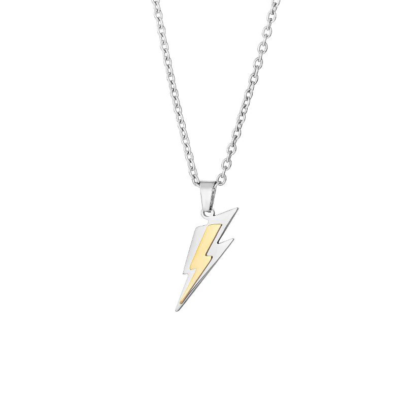 Men’s Fashion Jewelry Silver & Gold Lightning Bolt Pendant Necklace 496