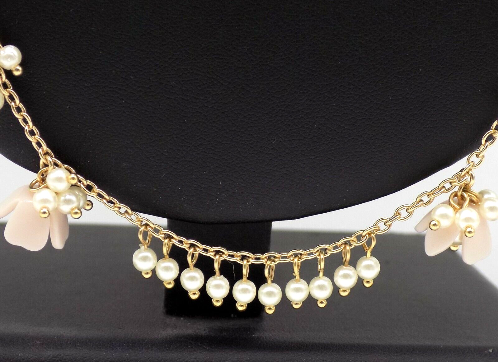 Inc International Concepts Necklace Long Layering Pink Flowers Faux White Pearls