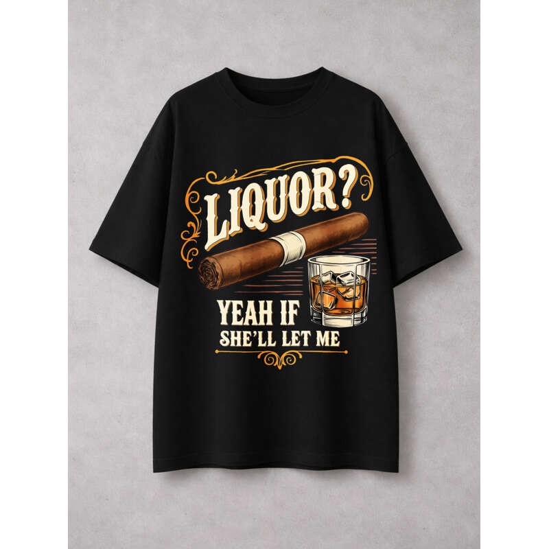 Casual, Women’s T-Shirt, Liquor And Cigar Graphic, Everyday Wear, Gift For Her