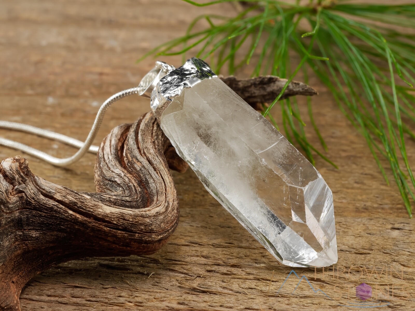 Raw CLEAR QUARTZ Crystal Pendant – Handmade Stone Jewelry Gift for Him, E0904