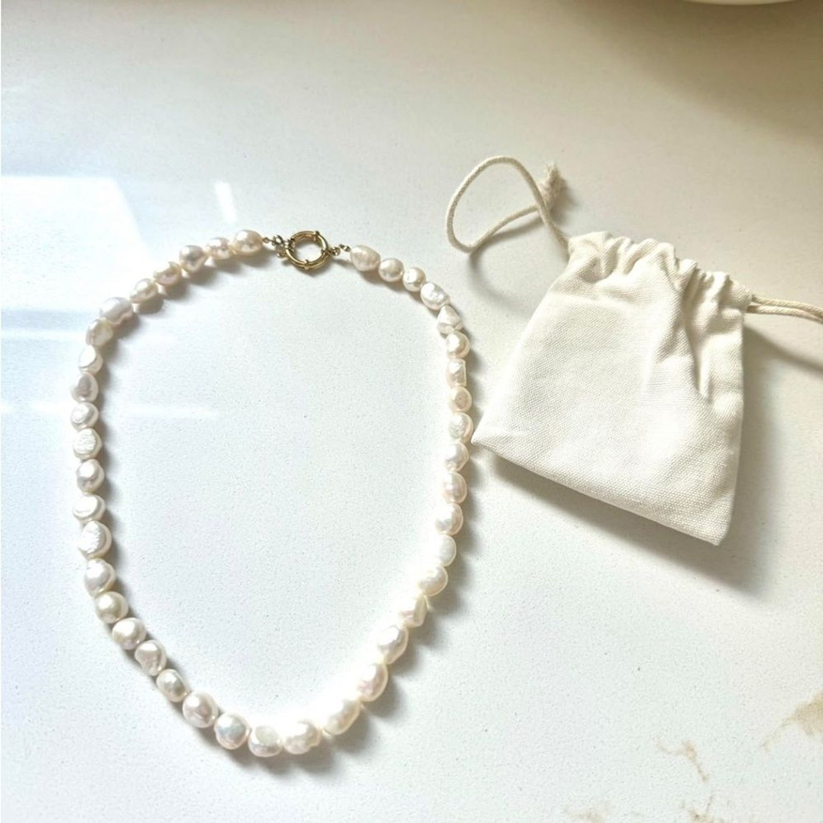 Freshwater Baroque Pearl Choker Necklace 8-12mm Genuine AAA Pearls Gold Clasp