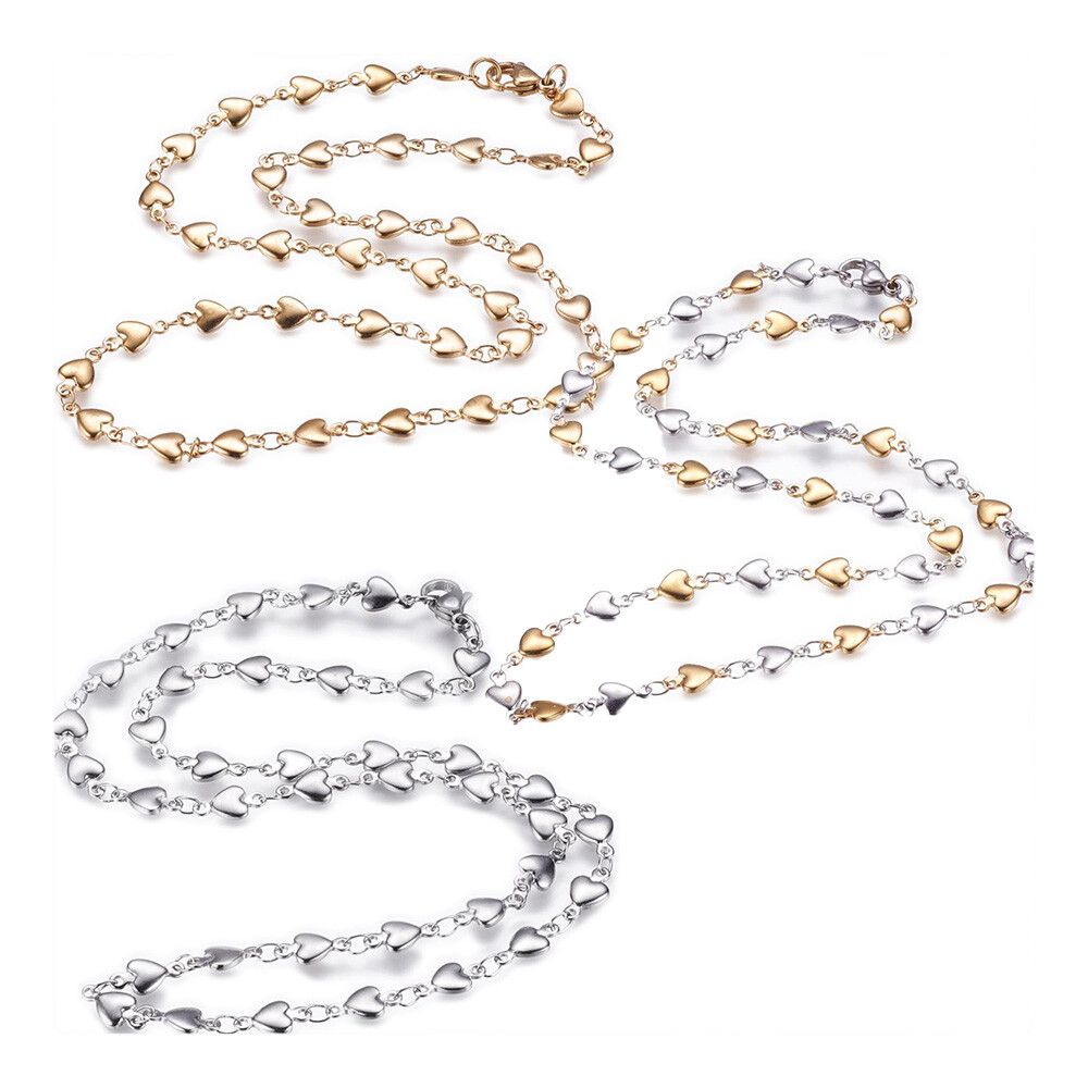 304 Stainless Steel Chain Necklace Lobster Ion Plating (IP) Heart Gold 18″  A424