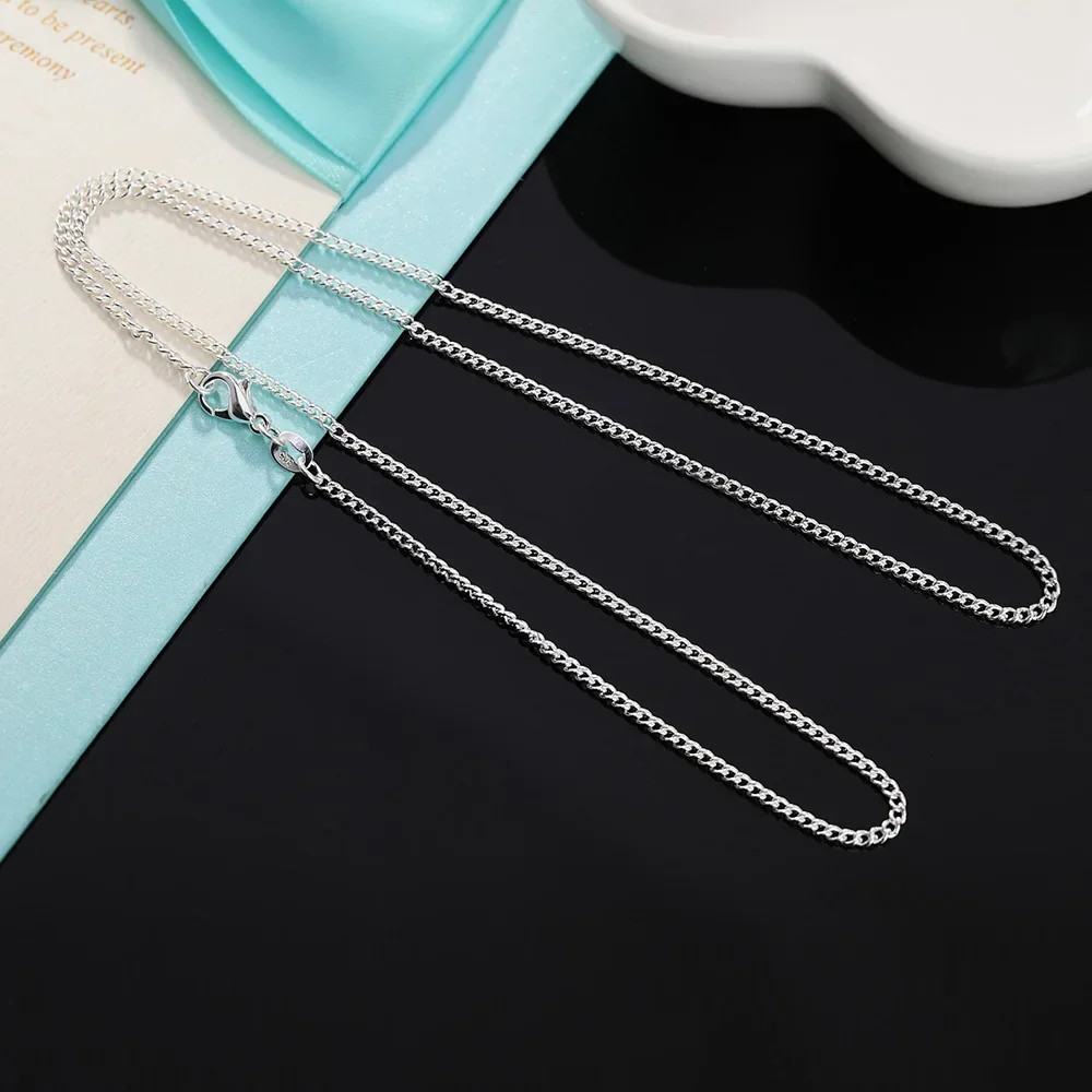 New 925 Sterling Silver Necklace 16/18/20/22/24/26/28/30 Inch 2MM Chain