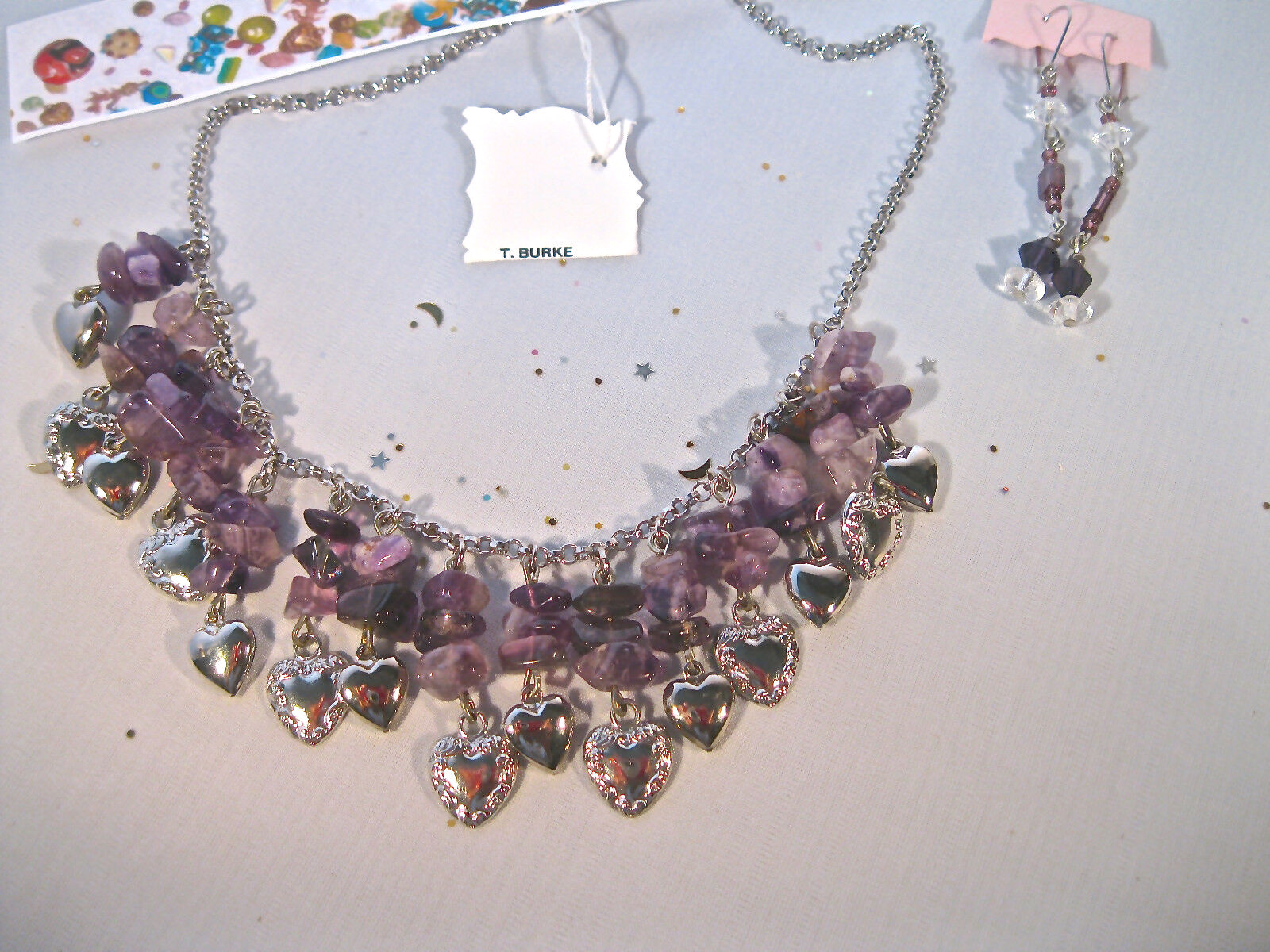 “AMETHYST & SILVER HEART NECKLACE” HANDCRAFTED IN USA! FREE EARRINGS W/PURCHASE!