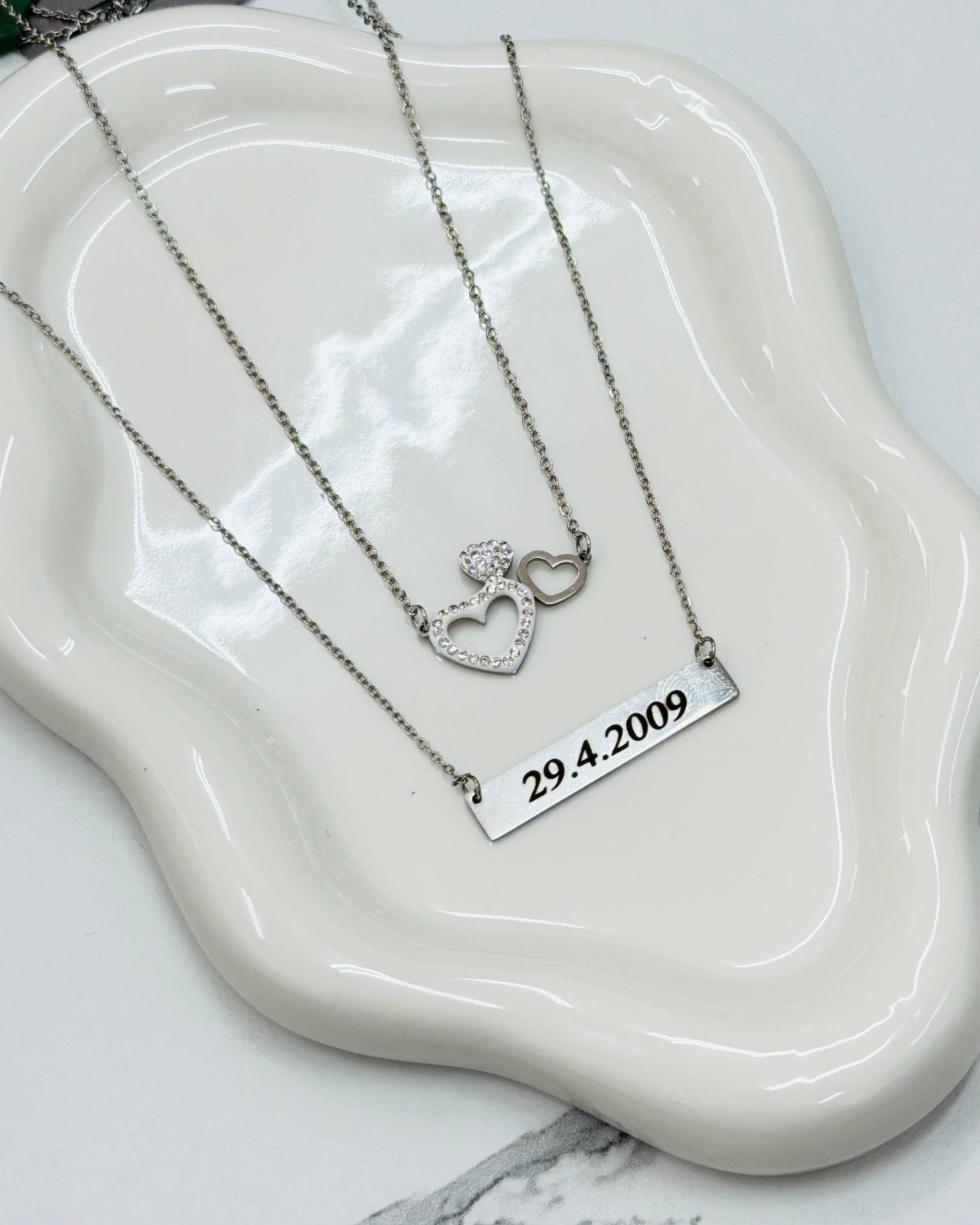 Personalized Name & Date Necklace Custom Stainless Steel Pendant Gift for Women