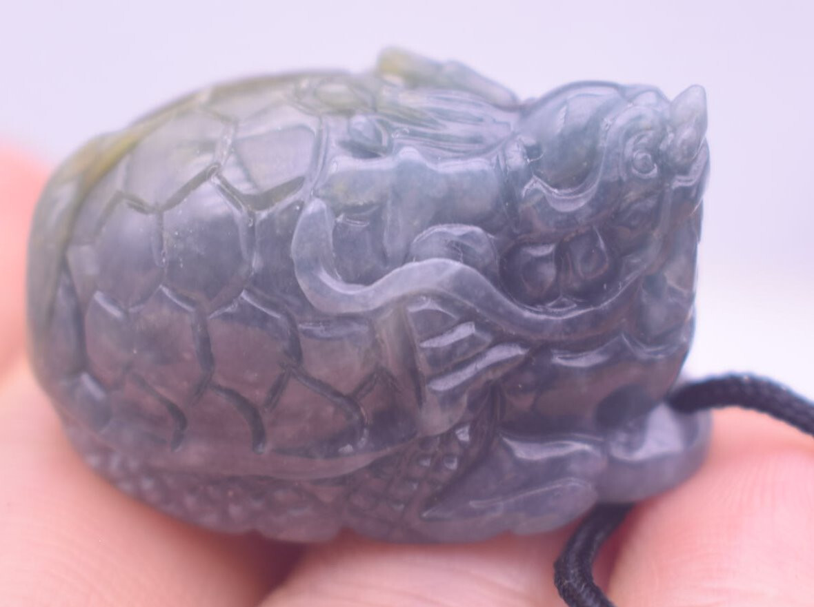 Certified Yellow Natural 100% A Jade jadeite Pendant Dragon Turtle Coin 417833