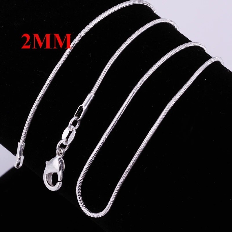 925 Sterling Solid Silver Chain Necklace Jewelry for Women Men Fashion Gift