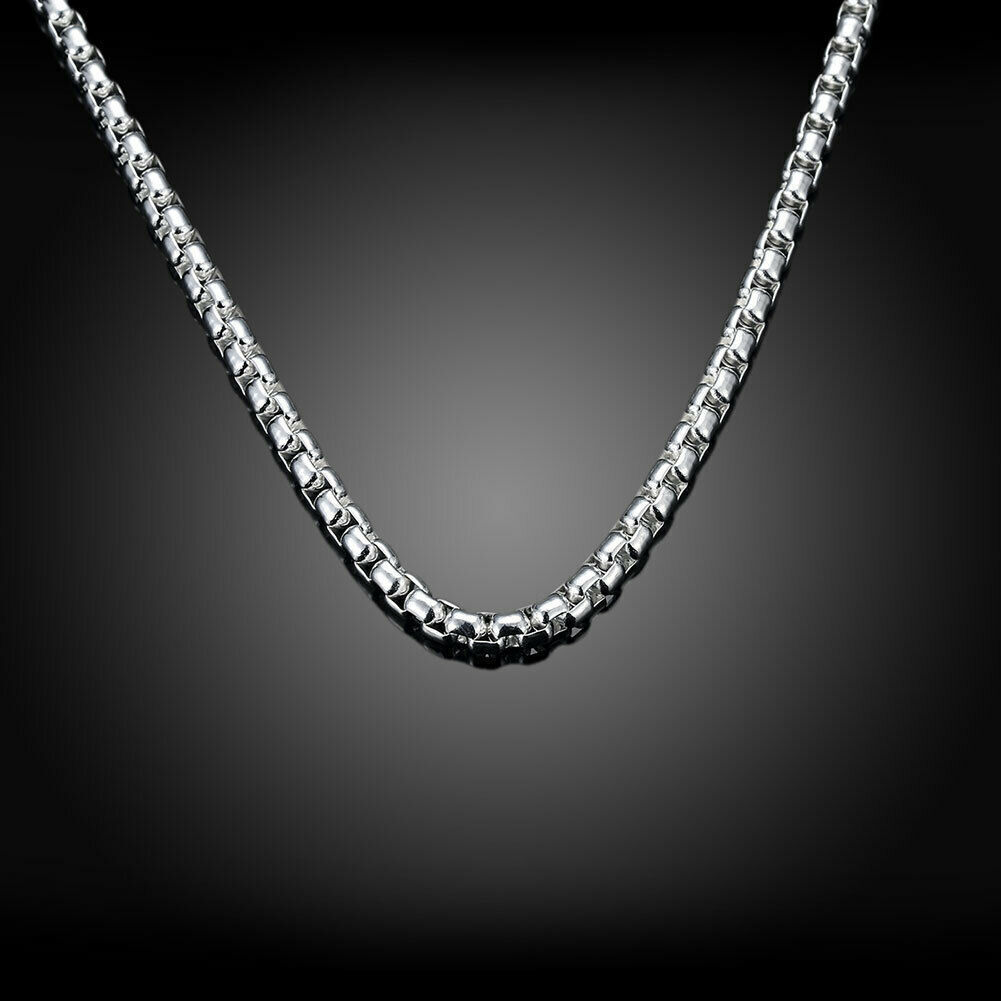 18″-30″ Mens Womens 925 Sterling Silver 6mm Smooth Round Box Link Chain Necklace