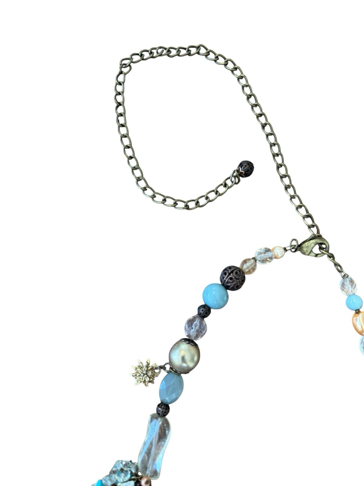 Boho Western Multi Color Beaded & Charm Tassel Patina Long Layering Necklace
