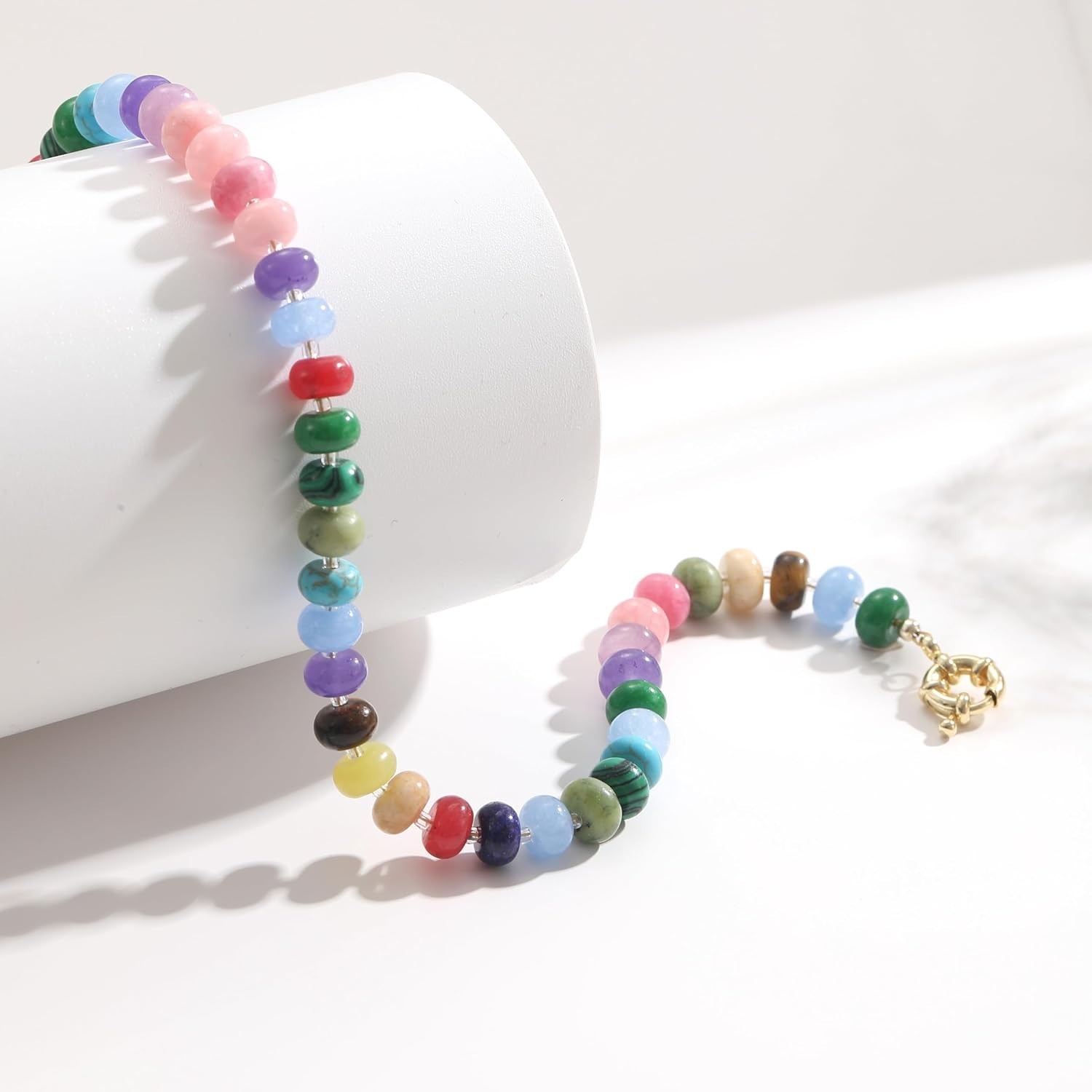 Unique Handmade Rainbow Gemstone Choker Necklace for Women – Boho Style